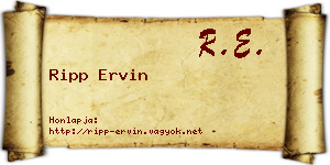 Ripp Ervin névjegykártya